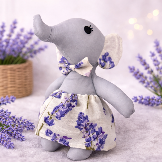 Jucărie Umpluta cu lavandă naturala pentru copii – Elefant handmade pentru somn liniștit, 33x8 cm