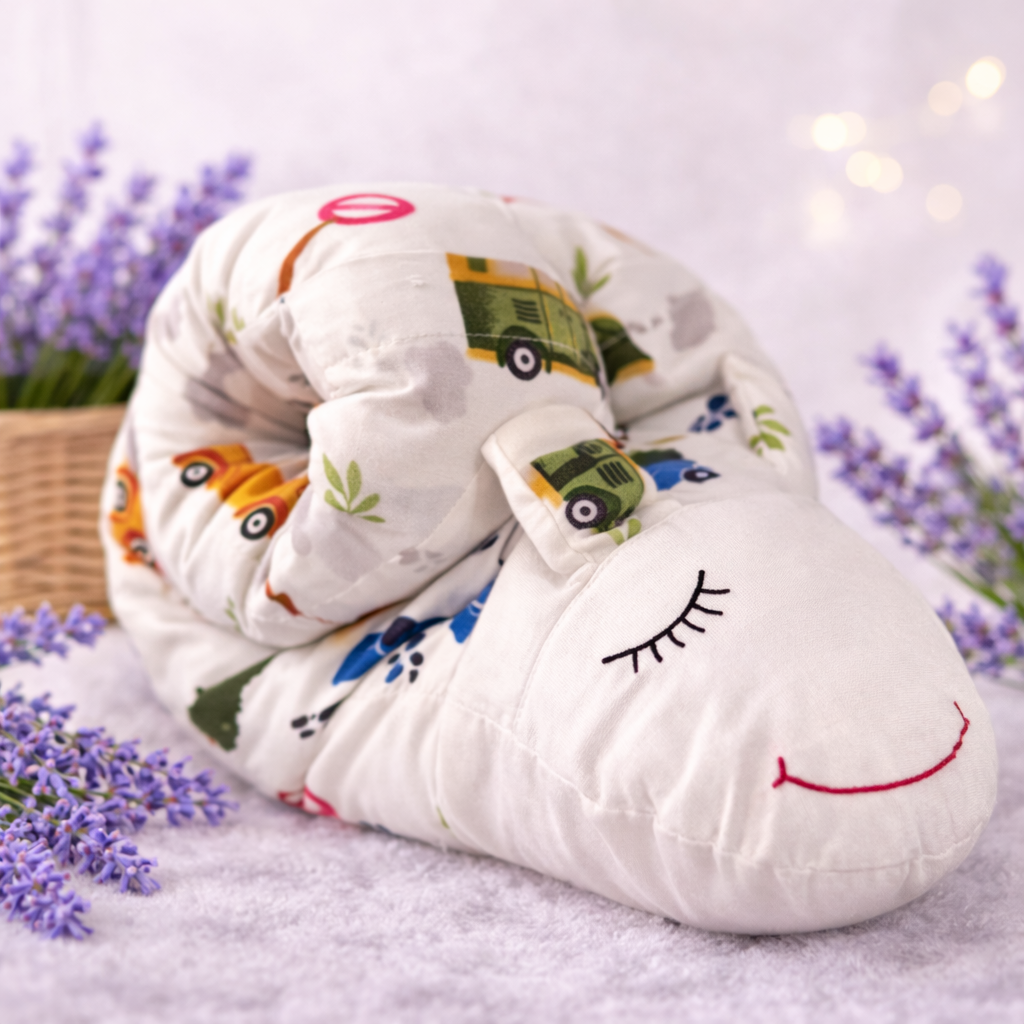 Jucărie Umpluta cu lavandă naturala pentru copii – Serpisor handmade pentru somn liniștit, 33x8 cm