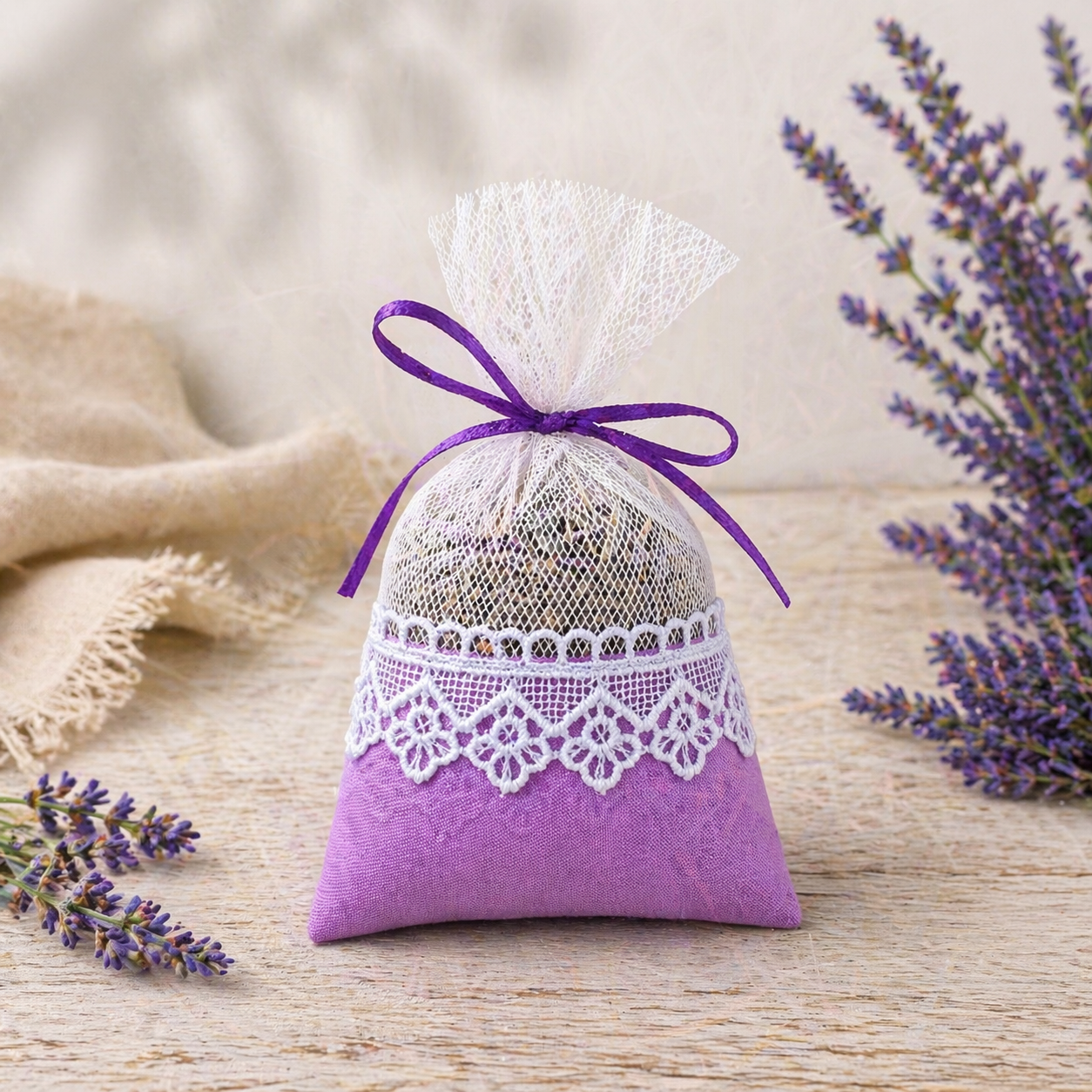 Săculeț Mare Handmate parfumat cu Lavandă Naturală Romaneasca- Ornament Perfect