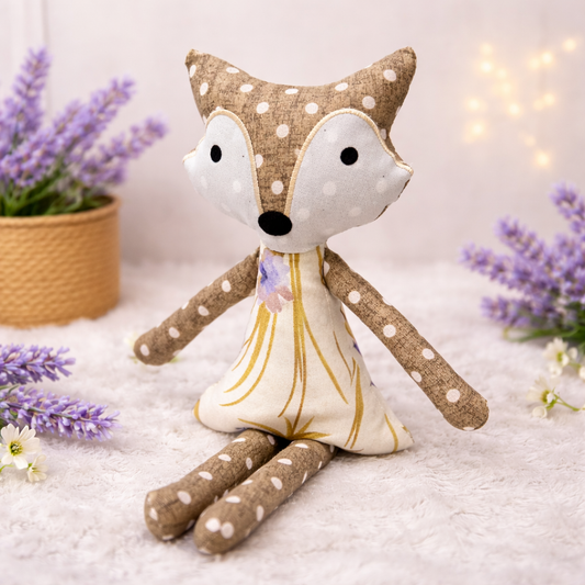 Jucărie Umpluta cu lavandă naturala pentru copii – Vulpita Maro handmade pentru somn liniștit, 33x8 cm