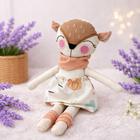 Jucărie Umpluta cu lavandă naturala pentru copii – Caprioara handmade pentru somn liniștit, 33x8 cm