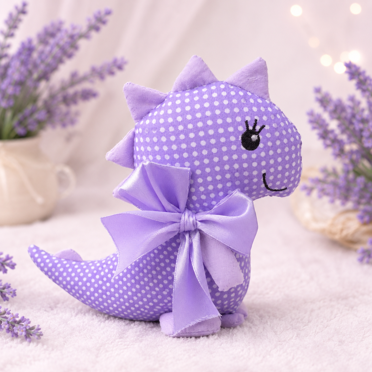 Dino Lavandel Mov Umplut cu lavandă naturala - Handmade pentru somn liniștit, 30x23 cm