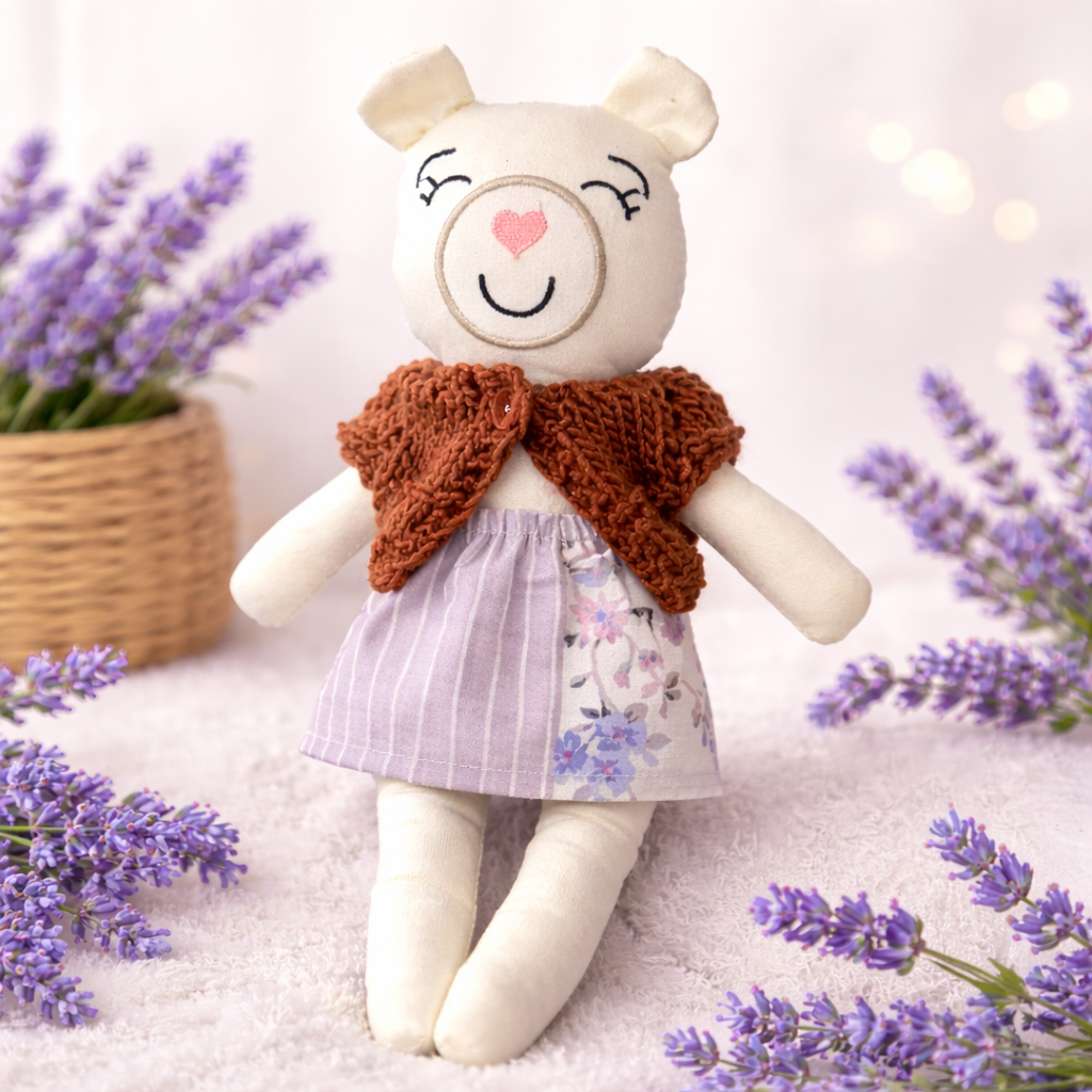 Jucărie Umpluta cu lavandă naturala pentru copii – Ursulet handmade pentru somn liniștit, 33x8 cm